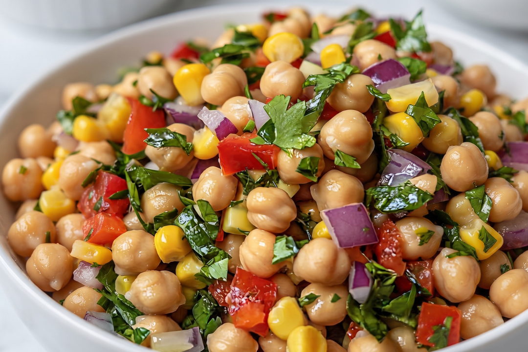 salada de grão-de-bico com atum